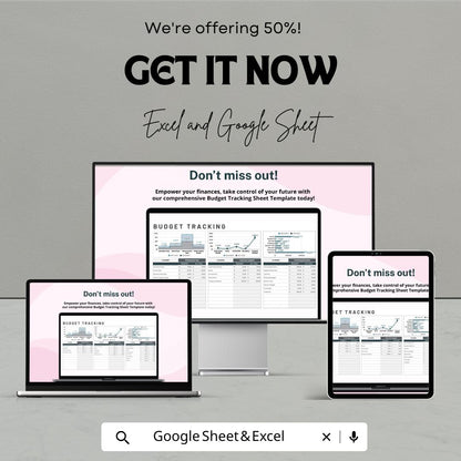 Budget Tracking Sheet Template | Expense Tracker Spreadsheet | Monthly Budget Planner | Excel & Google Sheets