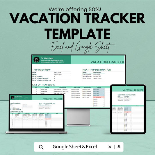 Vacation Tracker Template | Employee Leave Tracker | PTO Tracker Spreadsheet | Holiday Planner | HR Management Tool