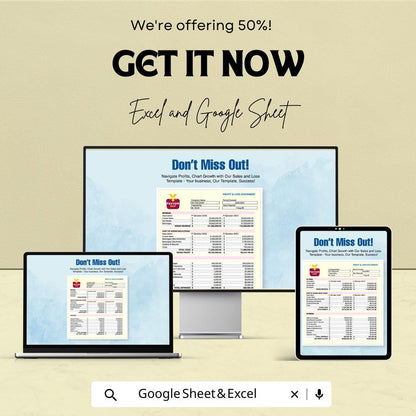 Sales Profit and Loss Template | Excel and Google Sheets | Income and Expense Tracker | P&L Statement | Business Finance Spreadsheet
