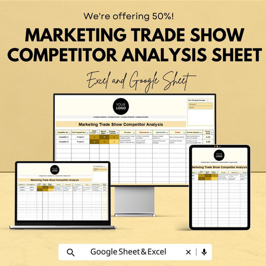 Marketing Trade Show Competitor Analysis Sheet | Excel & Google Sheets Template | 50% Off | Trade Show Analysis | Competitor Research Tool