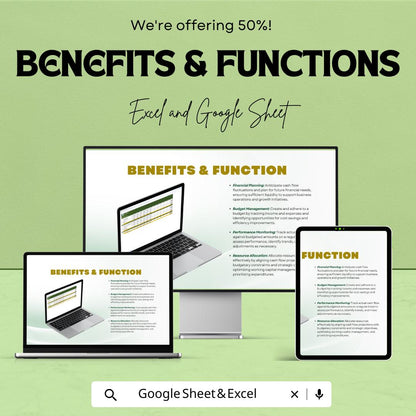 Budget Cash Flow Template | Excel & Google Sheets | Cash Flow Statement | Business Budget Planner