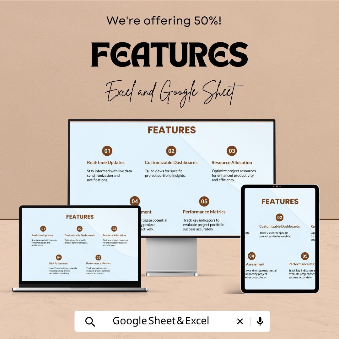 Project Portfolio Dashboard Template Excel and Google Sheets | Project Management Dashboard | Budget & Status Tracking Spreadsheet