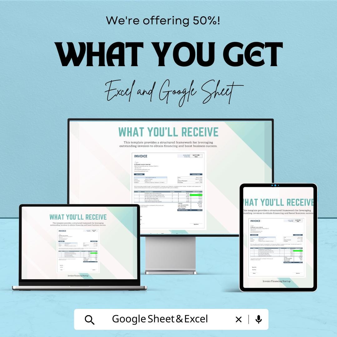 Invoice Financing Template - Excel & Google Sheets - Streamlined Invoice Financing for Startups