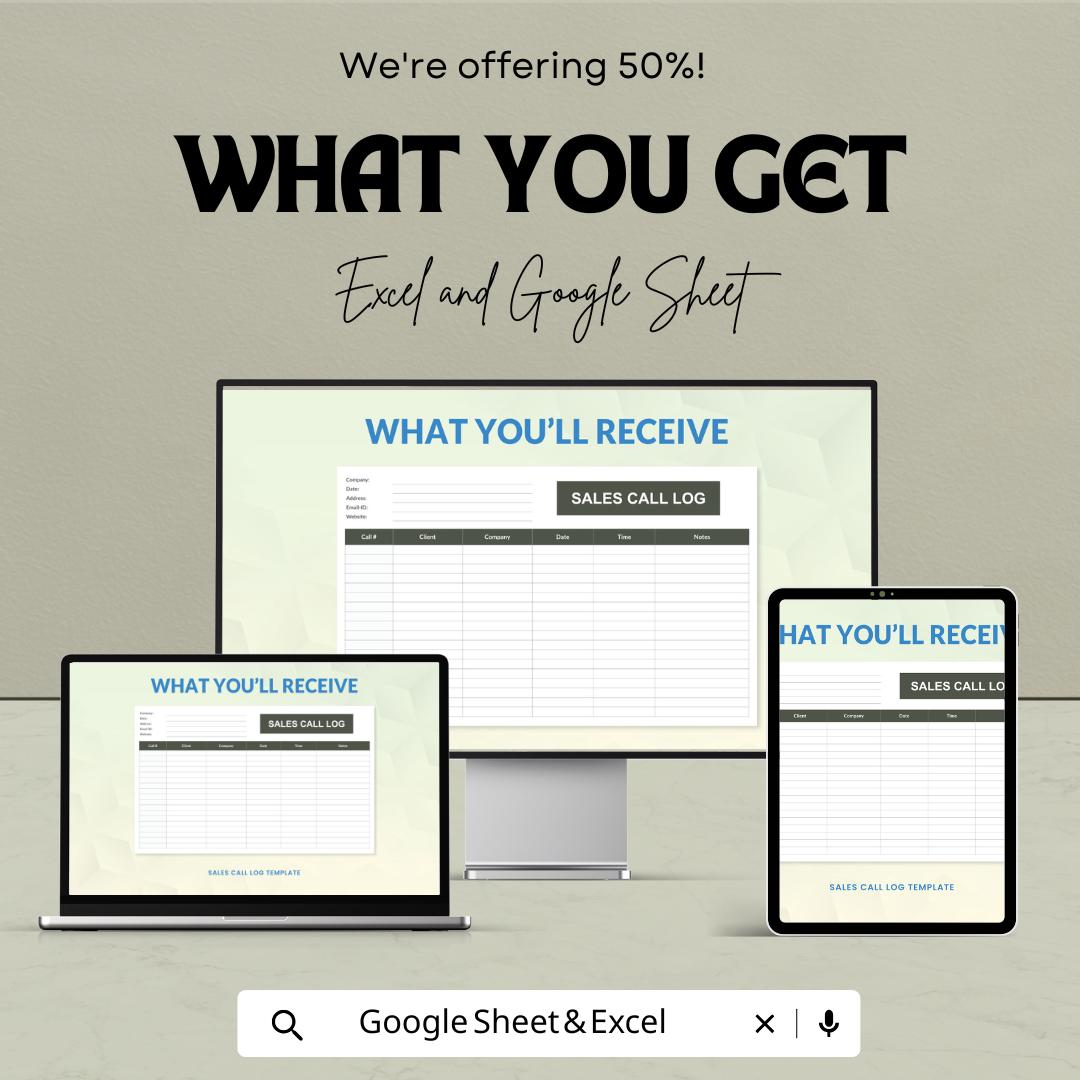 Sales Call Log Sheet Template | Excel & Google Sheets | CRM Tracker | Client Follow-Up Log | Editable Business Call Log