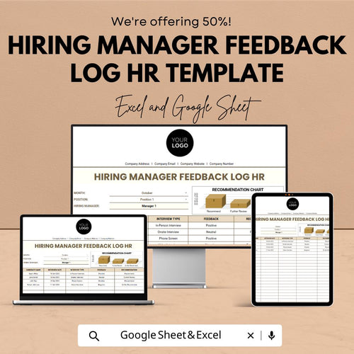 Hiring Manager Feedback Log HR Template, Interview Feedback Tracker, Recruitment Evaluation Sheet, Hiring Process Tracker