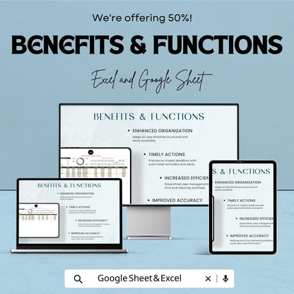 Legal Case Timeline Tracker Template, Law Office Deadline Tracker, Attorney Case Management, Excel & Google Sheets Legal Timeline Tool
