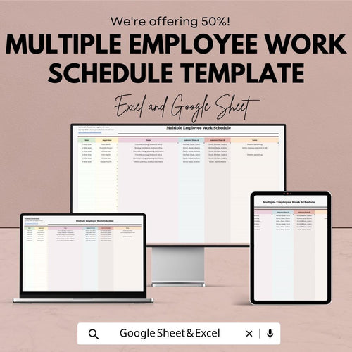 Employee Schedule Template | Staff Work Schedule Spreadsheet | Team Planner Excel |  Workforce Management Template