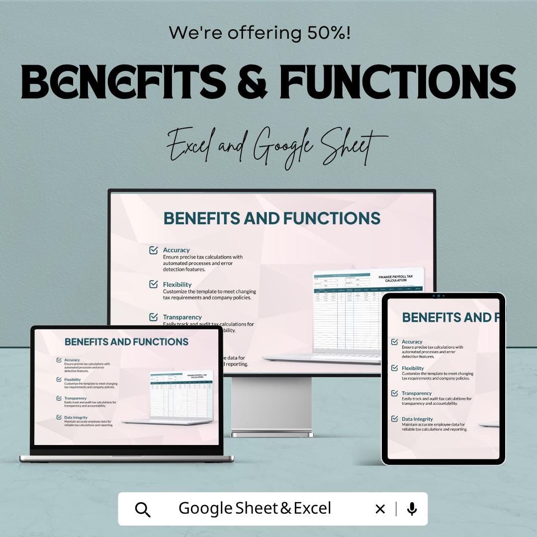 Finance Payroll Tax Template | Payroll Tax Calculator Spreadsheet | Employee Payroll Tracker | Salary Tax Calculation Sheet