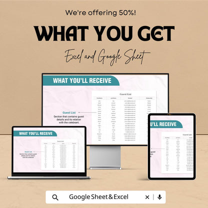 Birthday Party Sign In Template | Birthday Guest Book | Party Guest List | Editable Excel & Google Sheets