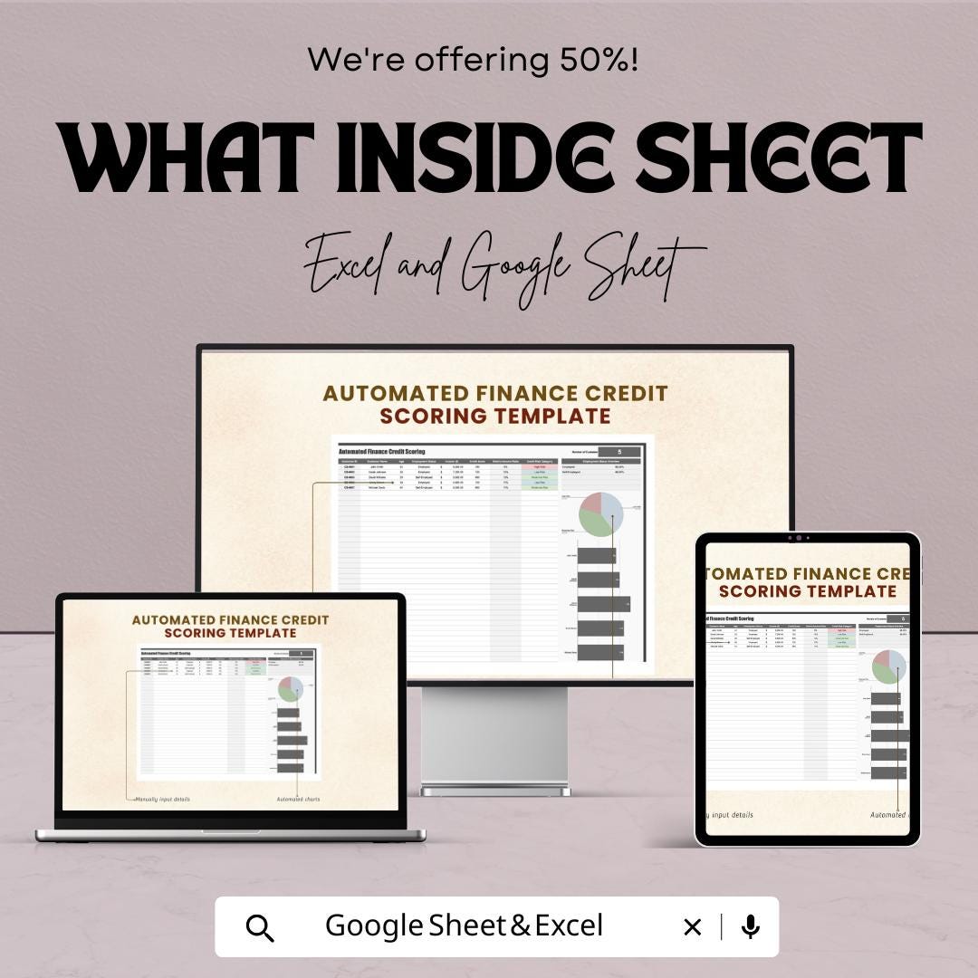 Automated Finance Credit Scoring Template | Financial Risk Assessment Tool | Automated Credit Score Calculator