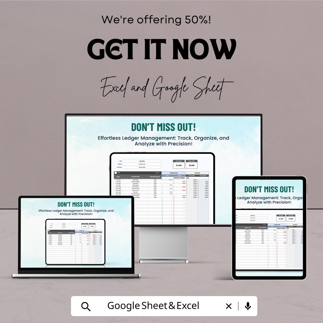 Ledger Entry Tracking System Template | Accounting Ledger Tracker | Bookkeeping Template | Finance Log & Audit Tracker