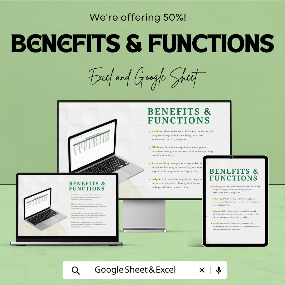 Sales Negotiation Progress Dashboard Template | Excel & Google Sheets Sales Tracker | Deal Pipeline and Performance Dashboard