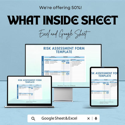 Risk Assessment Form Sheet | Project Risk Management Template | Safety Hazard Checklist | Excel & Google Sheets