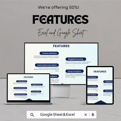 Sales Proposal Scorecard Template | Excel & Google Sheets | Proposal Evaluation Form | Sales Tracker | Weighted Scoring Sheet