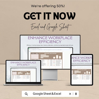 Employee Task Tracker Template | Staff Task Management Spreadsheet | Work Task Planner for Teams | Excel & Google Sheets Task Tracking Tool