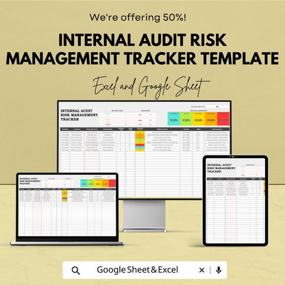 Internal Audit Risk Management Tracker Template, Risk Register Spreadsheet, Compliance Risk Log, Audit Risk Assessment Tool