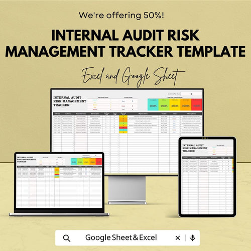 Internal Audit Risk Management Tracker Template, Risk Register Spreadsheet, Compliance Risk Log, Audit Risk Assessment Tool