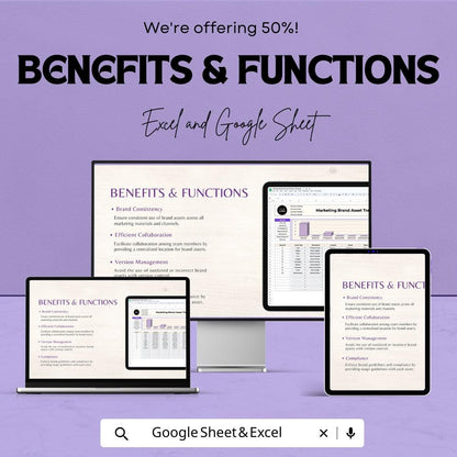 Marketing Brand Asset Tracker Sheet | Excel & Google Sheet | Brand Asset Management Template | Brand Tracker Spreadsheet