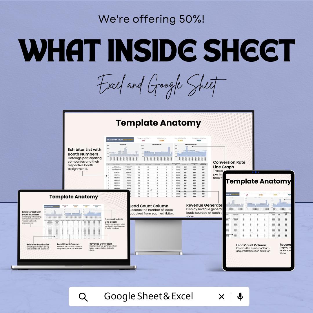 Sales Trade Show Lead Count Template | Trade Show Lead Tracker | Event Lead Management Spreadsheet | Booth Lead Report