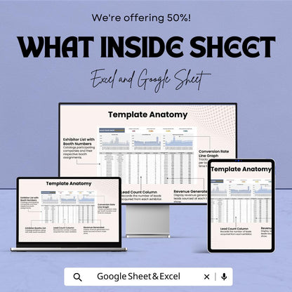 Sales Trade Show Lead Count Template | Trade Show Lead Tracker | Event Lead Management Spreadsheet | Booth Lead Report