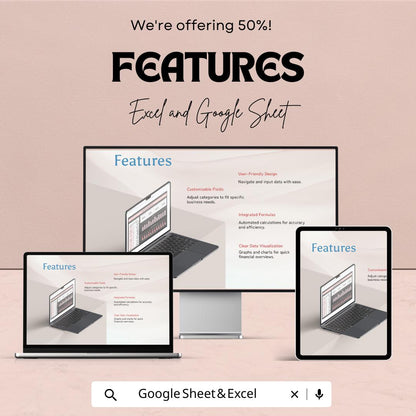Executive Dashboard Excel and Google Sheet Template - Financial Overview, Budget Analysis & Performance Tracker