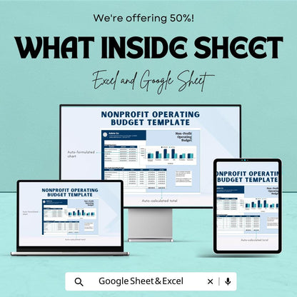 Nonprofit Operating Budget Sheet | Excel & Google Sheets | Editable Financial Template | Budget Tracker for Nonprofits