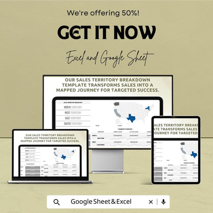 Sales Territory Breakdown Template | Sales Territory Mapping Sheet | Territory Performance Dashboard | Excel & Google Sheets