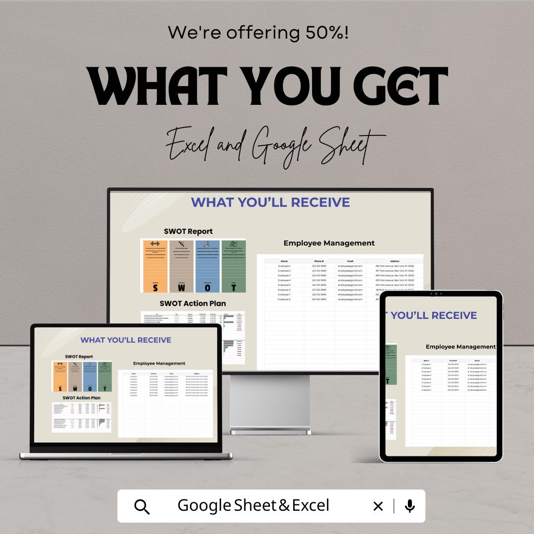 Sales SWOT Analysis Matrix Template | Excel & Google Sheets | Sales Strategy Planner | SWOT Spreadsheet | Business Analysis Tool