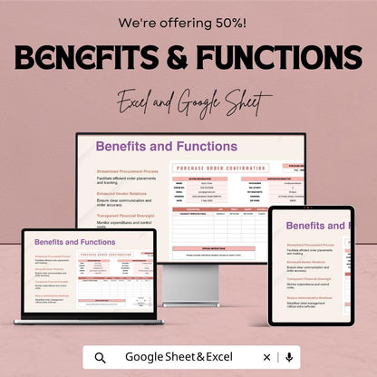 Purchase Order Confirmation Template | Order Confirmation Form | Invoice Tracker | Procurement Template | Excel & Google Sheets |