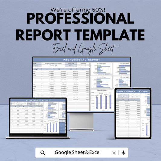 Professional Report Template | Performance Analysis Template | Data Dashboard | Digital Report Format