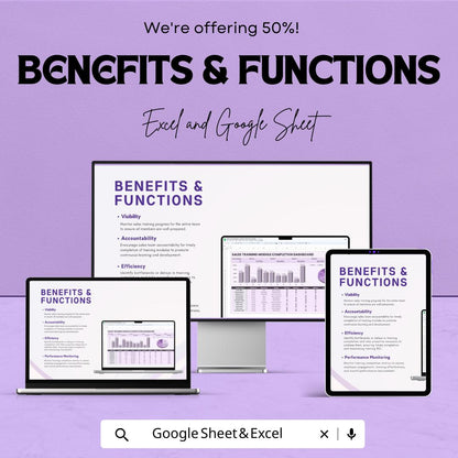 Sales Training Module Completion Dashboard Template | Excel and Google Sheet | Auto-Calculated & Formulated | Employee Training Tracker