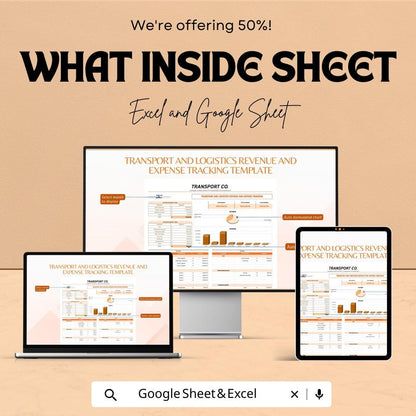 Transport and Logistics Revenue and Expense Tracking Sheet | Excel & Google Sheet Template | Financial Management for Transport Companies