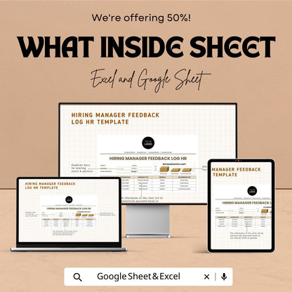 Hiring Manager Feedback Log HR Template, Interview Feedback Tracker, Recruitment Evaluation Sheet, Hiring Process Tracker
