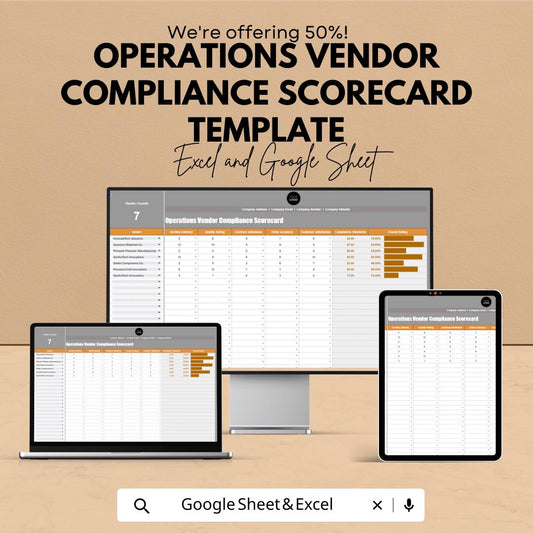 Operations Vendor Compliance Scorecard Template, Vendor Performance Tracker, Supplier Evaluation Spreadsheet, Compliance Scorecard