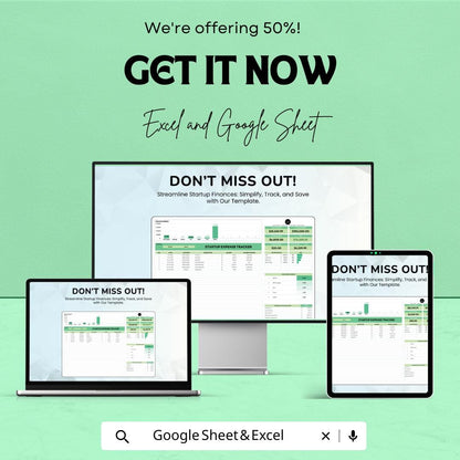 Startup Expense Tracker Template | Small Business Budget and Expense Tracker for Excel & Google Sheets | Financial Dashboard