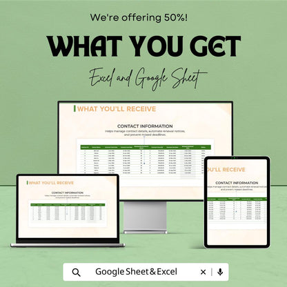 Legal Contract Renewal Tracker, Contract Reminder Template, Law Office Renewal System, Excel & Google Sheets Contract Management Tool