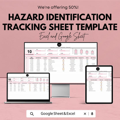 Hazard Identification Tracking Sheet Template | Excel & Google Sheets | Workplace Safety Tracker | Risk Assessment Spreadsheet