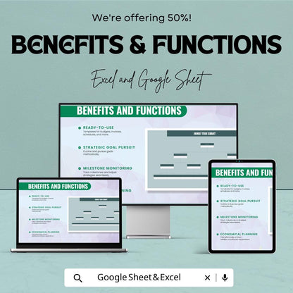 Family Tree Chart Sheet - Excel & Google Sheet Template | Visualize Family Lineage | Genealogy Organizer | Family History Template |