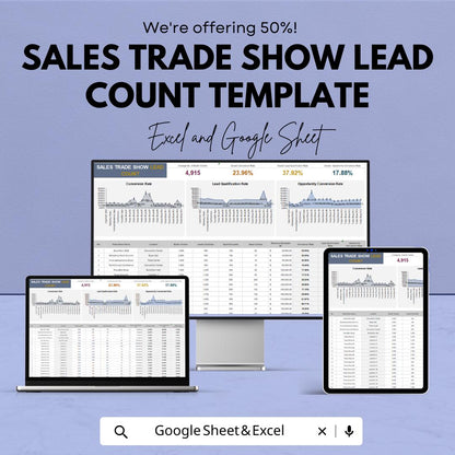 Sales Trade Show Lead Count Template | Trade Show Lead Tracker | Event Lead Management Spreadsheet | Booth Lead Report