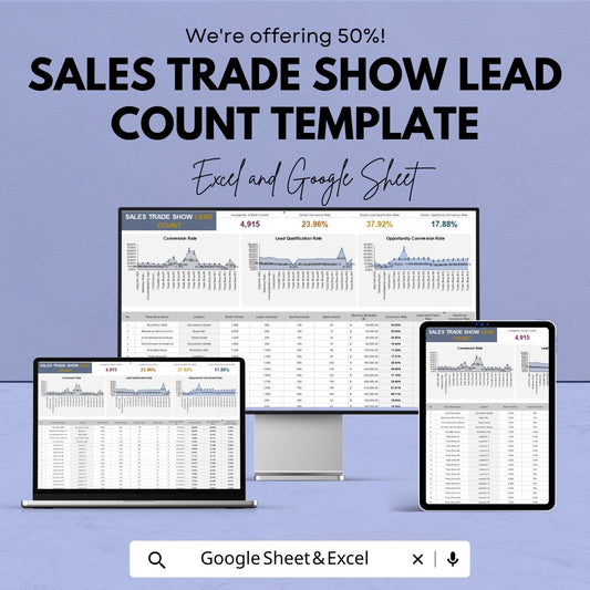 Sales Trade Show Lead Count Template | Trade Show Lead Tracker | Event Lead Management Spreadsheet | Booth Lead Report