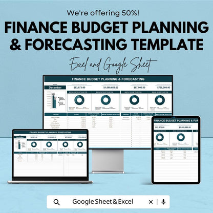 Finance Budget Planning and Forecasting Template | Financial Projection Spreadsheet | Expense & Income Planner | Budget Forecast Tool
