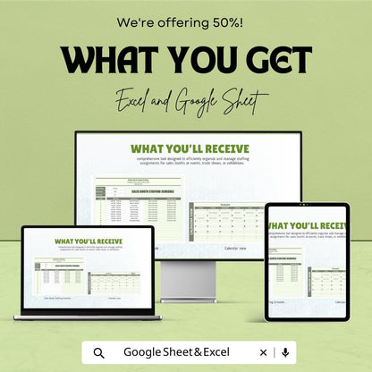 Sales Booth Staffing Schedule Template | Event Staff Planner | Trade Show Staffing Schedule | Excel & Google Sheets