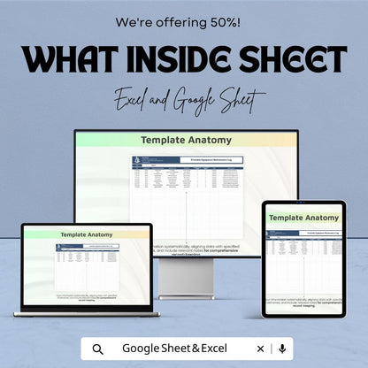 Equipment Maintenance Log Template | Preventive Maintenance Checklist | Maintenance Record Sheet | Excel & Google Sheets | Equipment Service