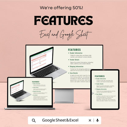 QuickBooks Purchase Order Template | Fillable PO Form in Excel & Google Sheets | Editable Procurement Sheet | Instant Download