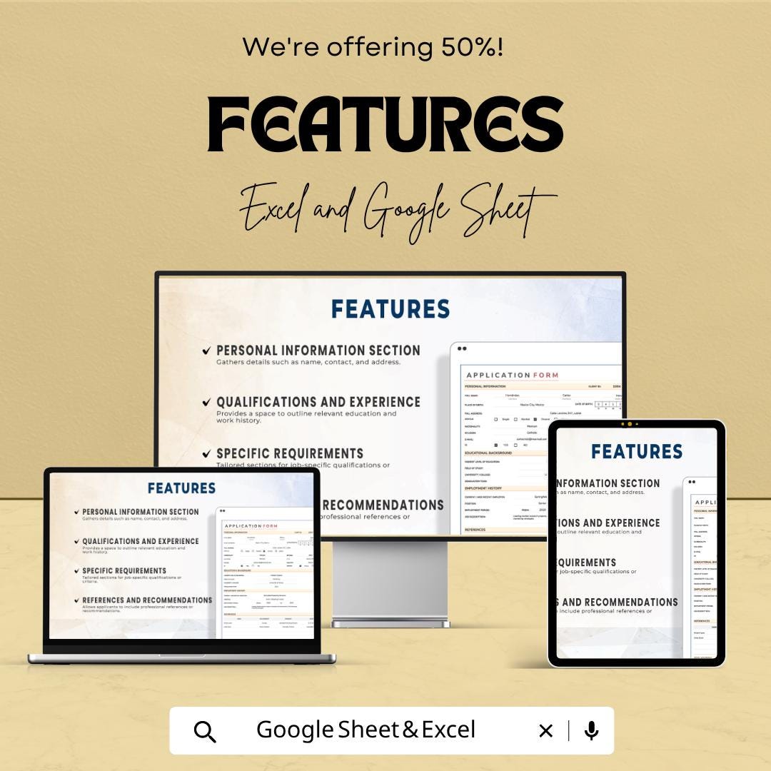 Application Form Template | Job Application Spreadsheet | Employee Recruitment Form | Excel & Google Sheets Application Tracker |