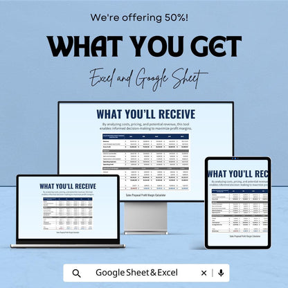 Sales Proposal Profit Margin Calculator Sheet | Excel and Google Sheets | Automated Template for Profitability, Cost & Revenue Analysis