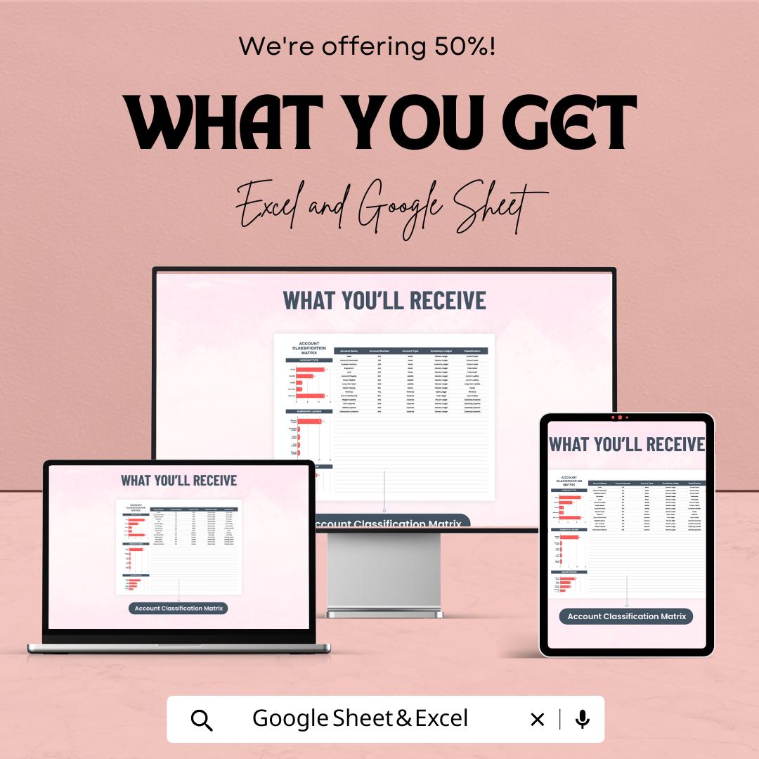 Account Classification Matrix Template | Chart of Accounts Organizer | Accounting Spreadsheet | Finance Template | COA Tracker