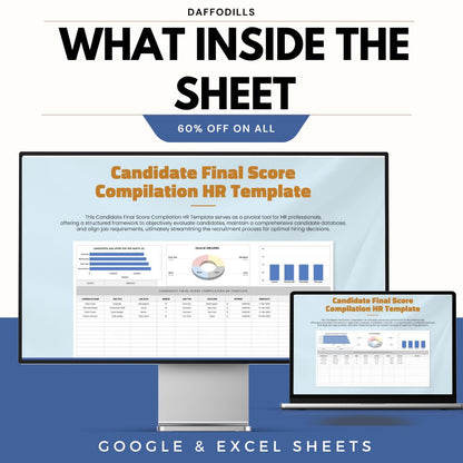 Candidate Final Score Compilation HR Template, Hiring Evaluation Sheet, HR Scoring Dashboard, Recruitment Scorecard