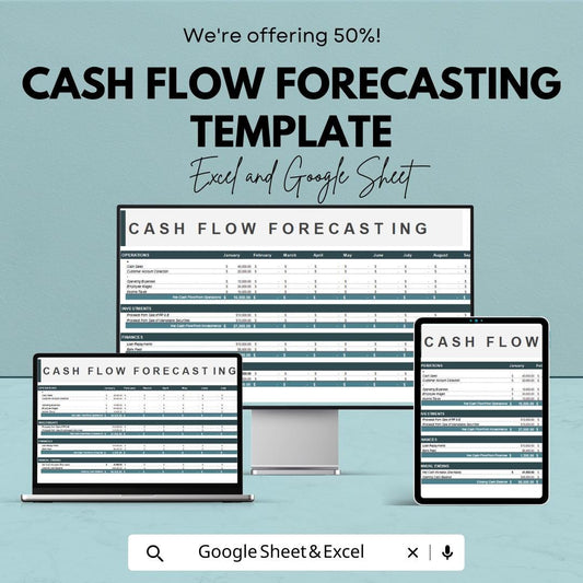Cash Flow Forecasting Template | Cash Flow Planner | Financial Projection sheet | Business Budget Template | Cash Inflow Outflow Tracker