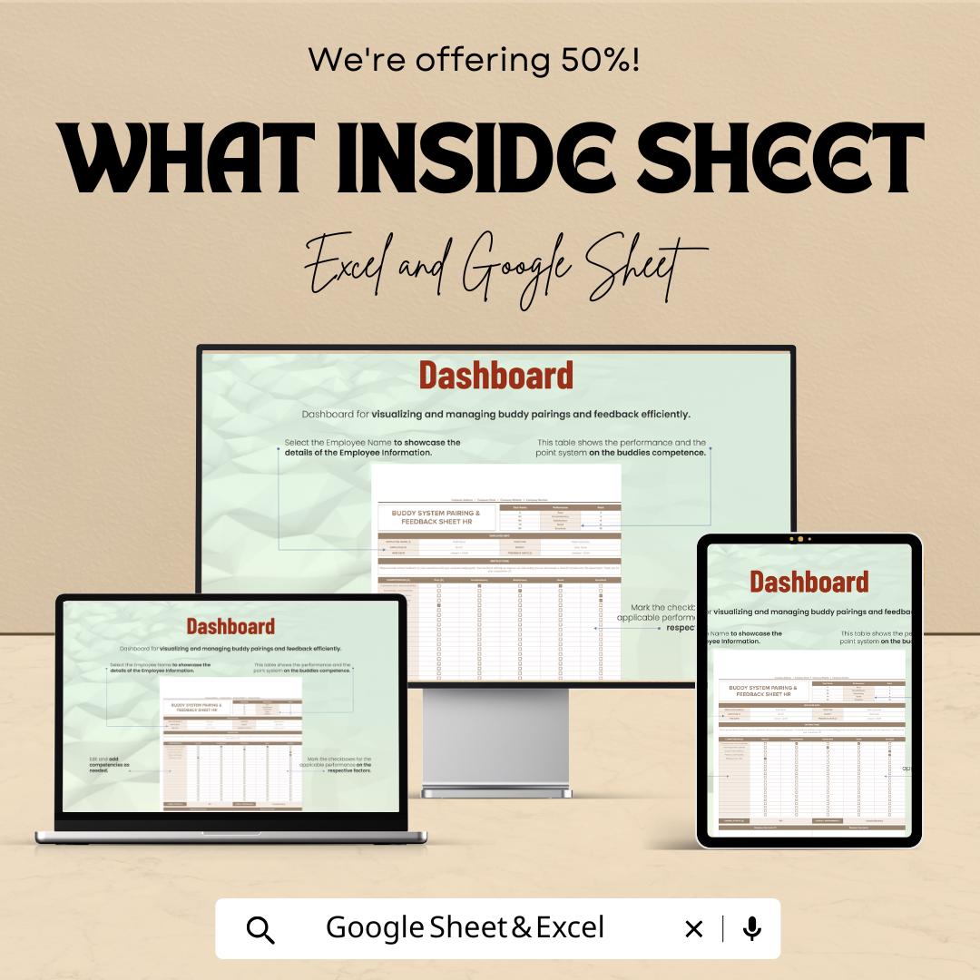 Buddy System Pairing & Feedback Sheet HR Template | Excel and Google Sheets Onboarding Tool | Employee Buddy Program Tracker